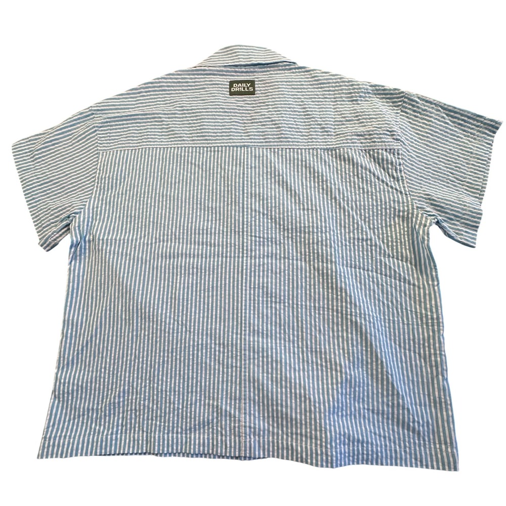 Daily Drills Blue and White Striped Button Down Shirt - Picture 3 of 6